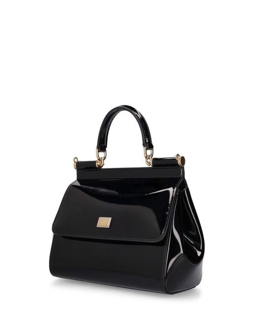 Dolce & Gabbana Black Small Sicily Leather Top Handle Bag