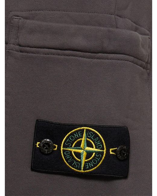 Stone Island Gray Cotton Logo Patch Shorts for men