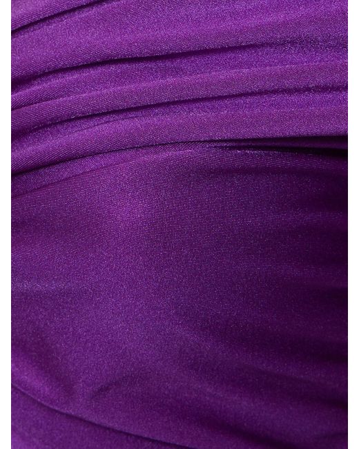 ANDAMANE Purple Kendall Shiny Lycra Long Sleeve Jumpsuit