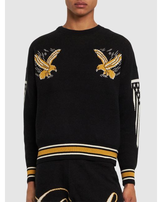 Rhude Black Eagle Souvenir Cotton Sweater for men