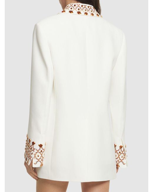 Ermanno Scervino White Embroidered Double Breasted Jacket