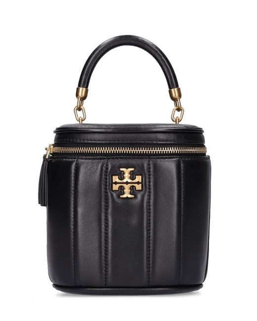 Tory Burch Leather Kira Zipped Vanity Case in Black Womens Bags Makeup bags and cosmetic cases 
