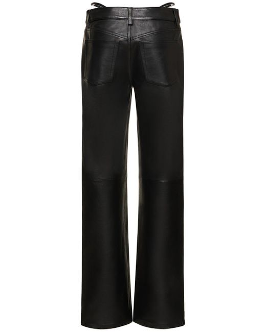 Jean taille basse en cuir Alexander Wang en coloris Black