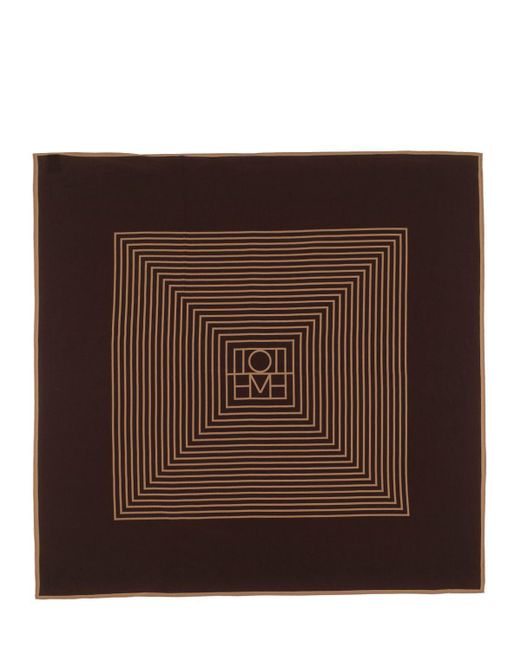 Totême  Brown Centered Monogram Silk Scarf