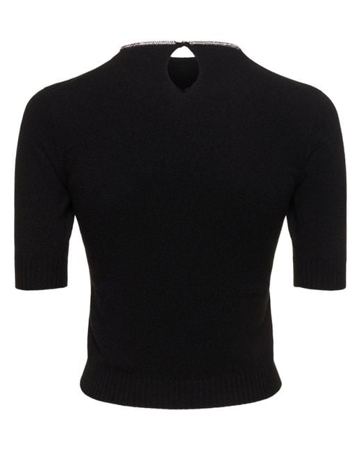 Top de jersey con decoraciones Giorgio Armani de color Black