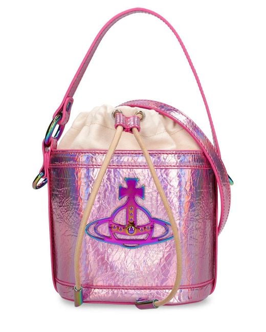Vivienne Westwood Pink Daisy Iridescent Faux Leather Bucket Bag