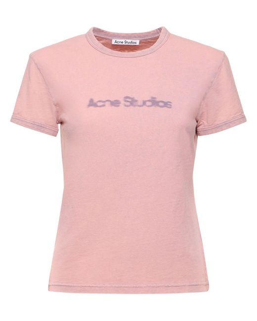 Acne Pink T-shirt Aus Baumwolljersey Mit Logo
