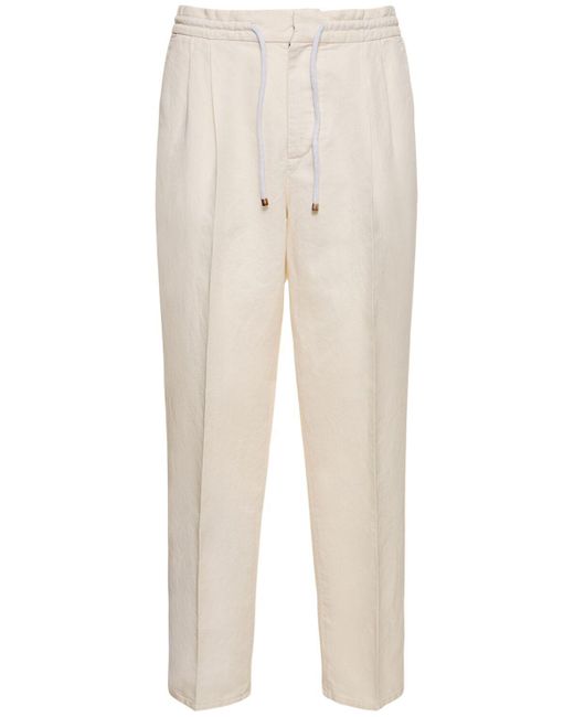 Pantalones de lino y algodón Brunello Cucinelli de hombre de color Natural