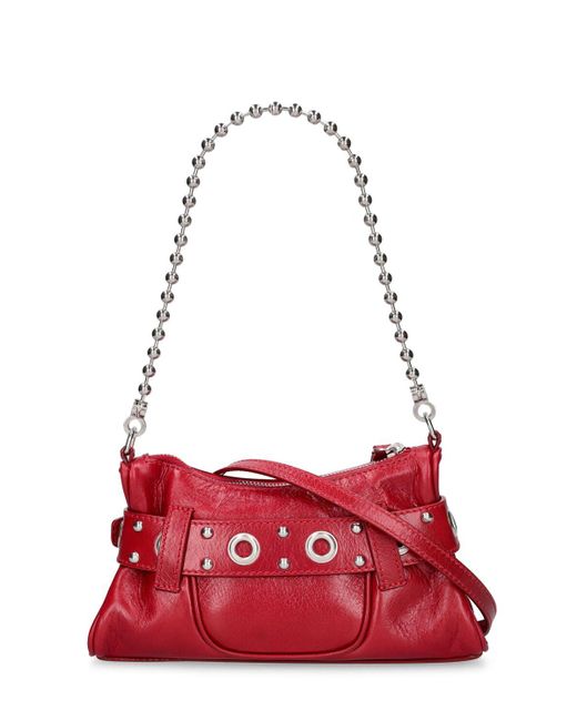 DSquared² Red Gothic Logo Belted Leather Clutch