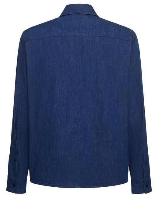 Hombre Camisa De Algodón Con Cremallera Moncler de hombre de color Blue