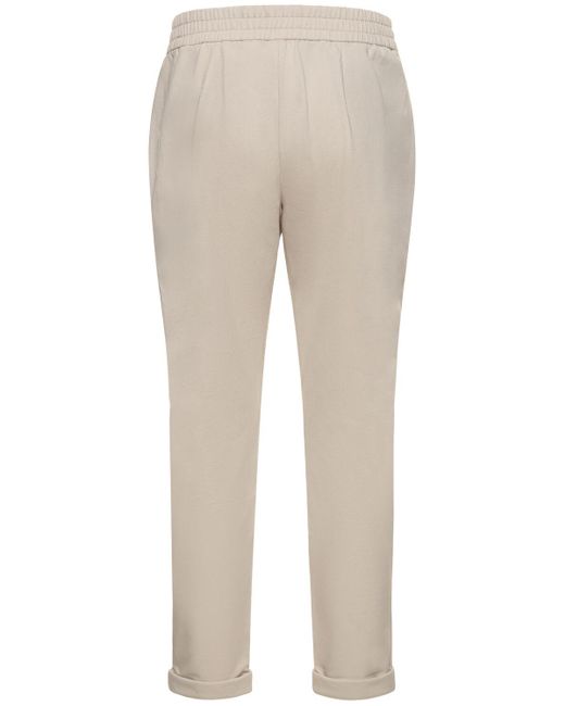 Brunello Cucinelli Natural Embellished Cotton Jersey Joggers