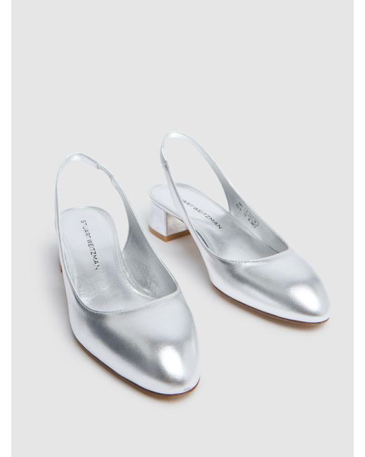 Décolleté vivienne in pelle metallizzata 35mm di Stuart Weitzman in White