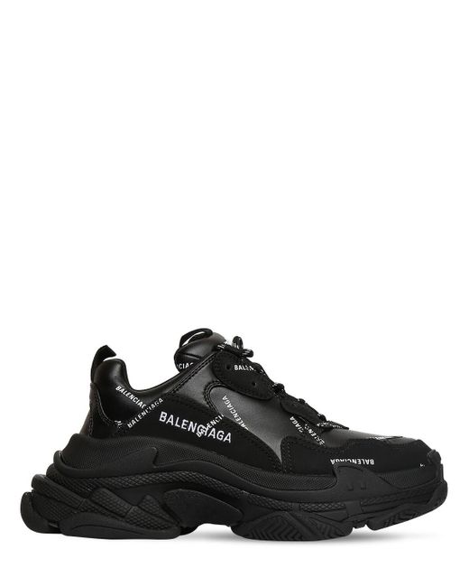 Balenciaga 60mm Triple S Faux Leather Sneakers in Black/White (Black) - Lyst