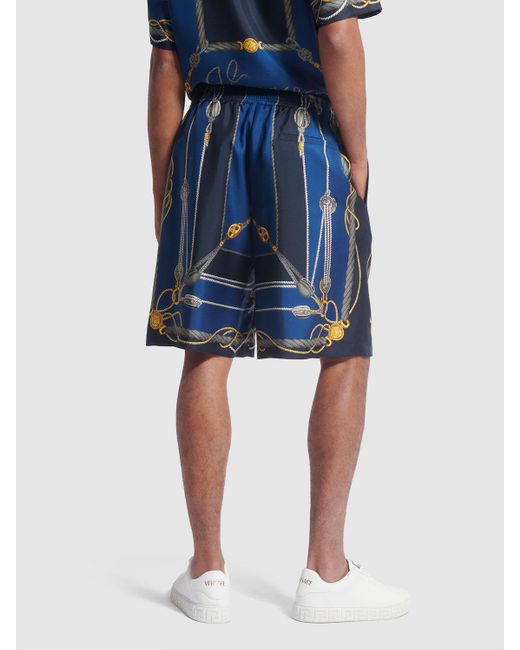 Shorts de seda con estampado Versace de hombre de color Blue