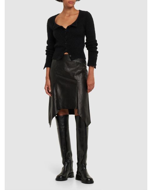 Isabel Marant Jill Leather Midi Skirt in Black | Lyst