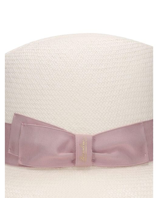 Cappello panama claudette in paglia di Borsalino in Pink