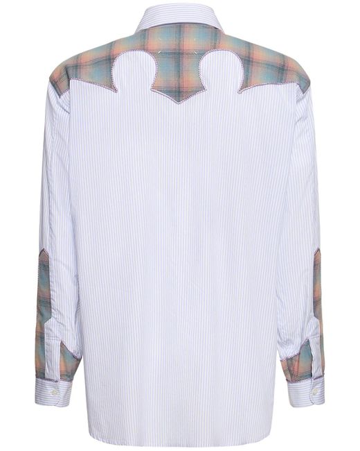 Maison Margiela White Cotton Poplin Shirt W/ Check Inserts for men