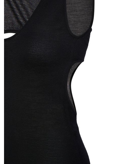 Saint Laurent Black Rückenloses Kleid Aus Wollmischung