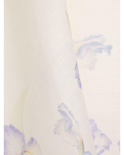 Robe courte en lin et soie & ceinture natura Zimmermann en coloris White