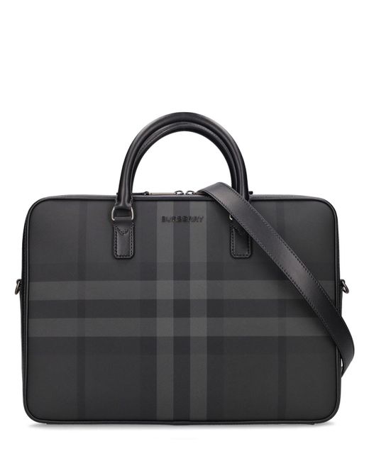 Burberry Black Check Briefcase Bag for men