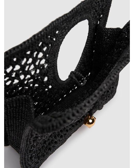 Jacquemus Le Petit Carre Spiaggia ラフィアトートバッグ Black