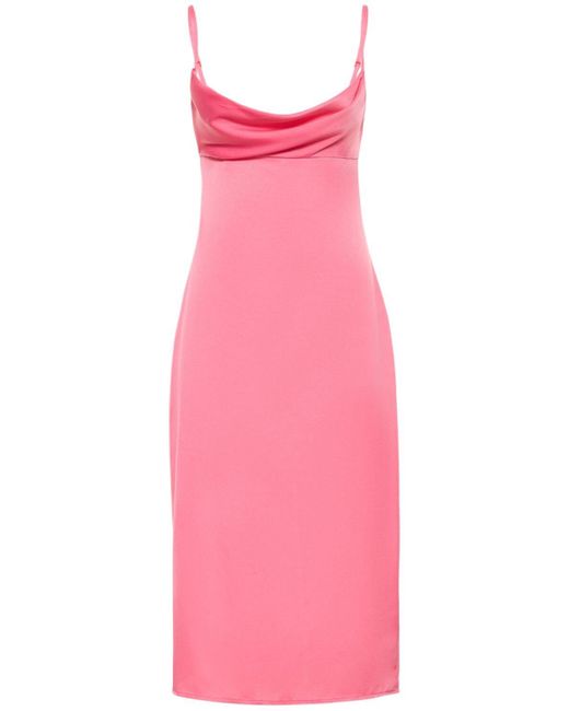 WeWoreWhat Cowl Satin Charmeuse Midi Dress in Fuchsia (Pink) | Lyst