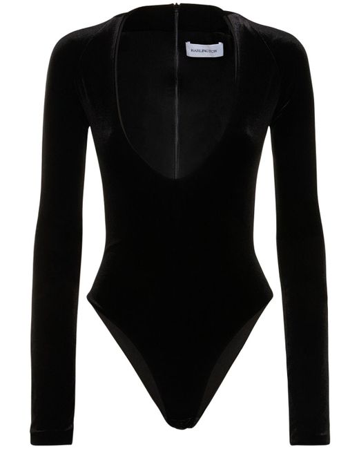 16Arlington Black Valon Velvet Bodysuit