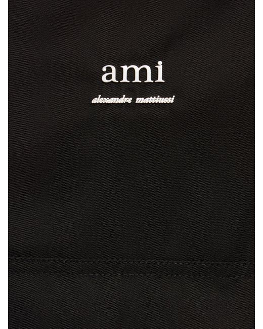 AMI Black Ami Logo Cotton Blend Windbreaker for men