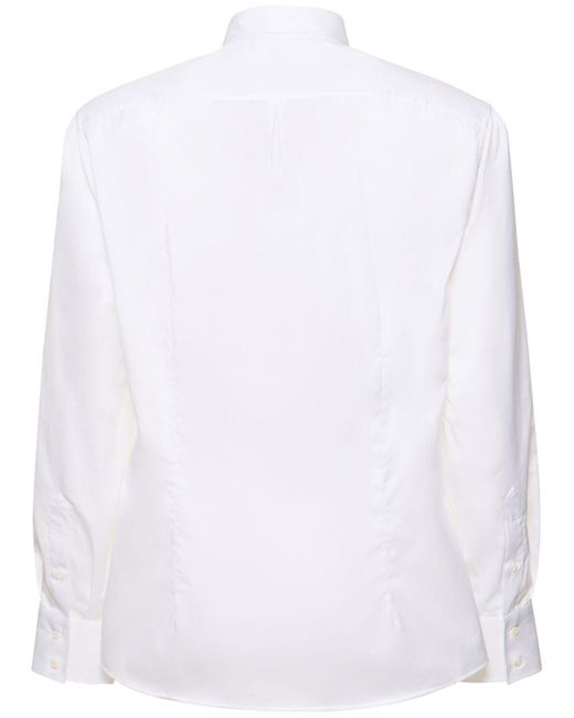 Brunello Cucinelli White Cotton Twill Button Down Shirt for men