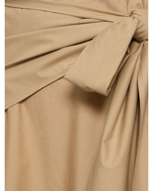Falda midi de popelina con lazo MSGM de color Natural