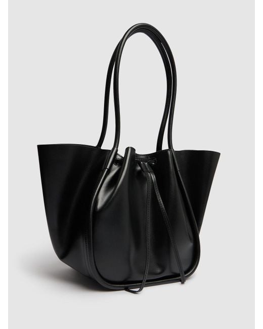 Proenza Schouler Black Large Ruched Soft Leather Tote Bag