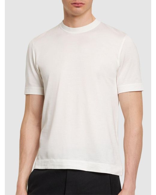 Zegna White leggerissimo Cotton & Silk T-shirt for men