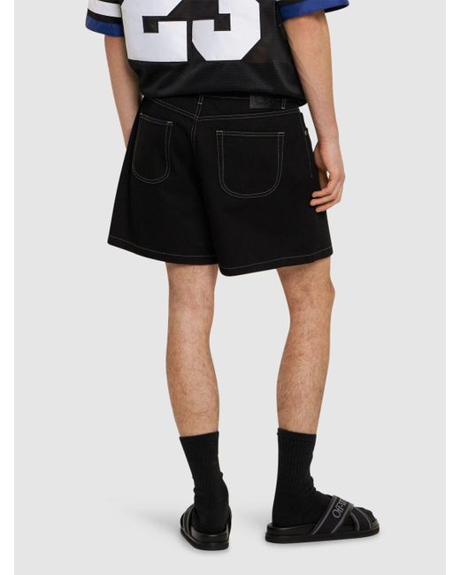 Shorts in denim di cotone con logo 90s di Off-White c/o Virgil Abloh in Black da Uomo