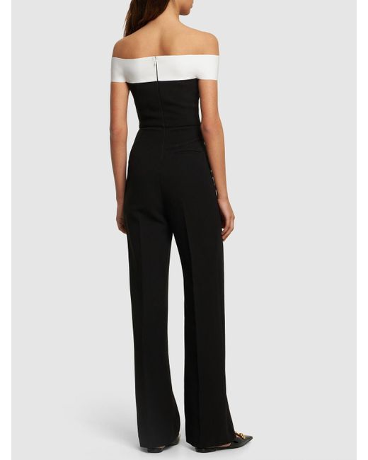 Roland Mouret オフショルダーストレッチカディジャンプスーツ Black