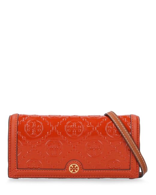 Tory Burch T Monogram Leather Crossbody Wallet in Red Lyst Canada