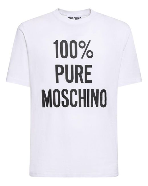 Moschino T-shirt Aus Baumwolle "100% Pure " in White für Herren