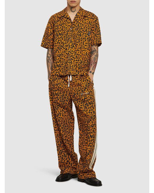 Palm Angels Multicolor Cheetah Linen Blend Bowling Shirt for men