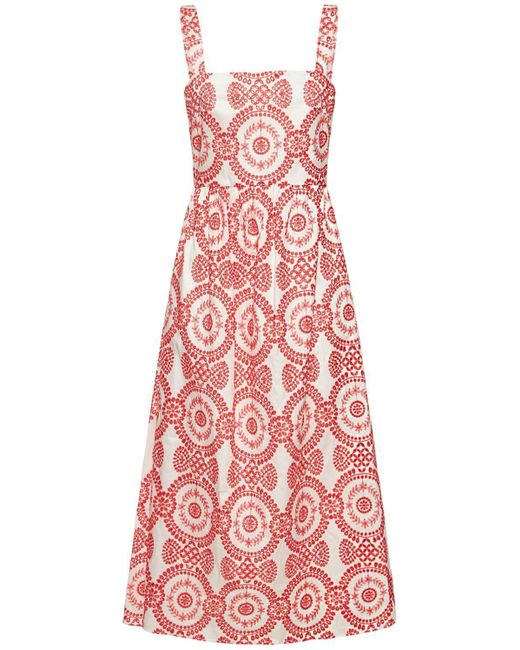 Borgo De Nor Ninet Broderie Anglaise Long Dress in Red | Lyst