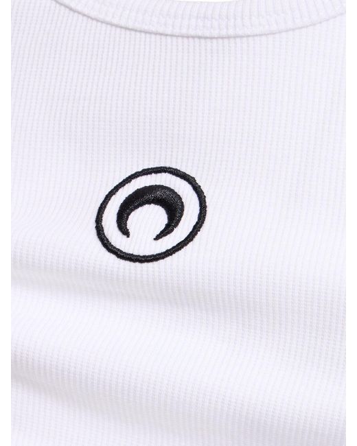 MARINE SERRE White Logo Cotton Blend Rib Tank Top for men