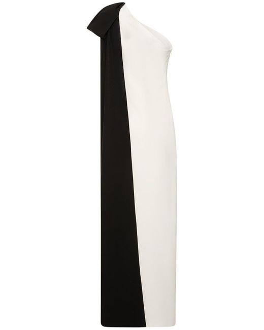 Roland Mouret White Asymmetric Stretch-Cady Bow Maxi Dress