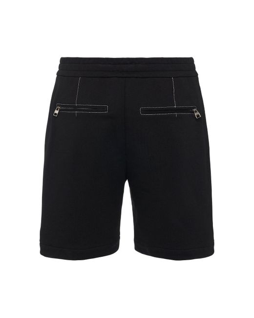 Alexander McQueen Sweatshorts Aus Loopback-baumwolle in Black für Herren