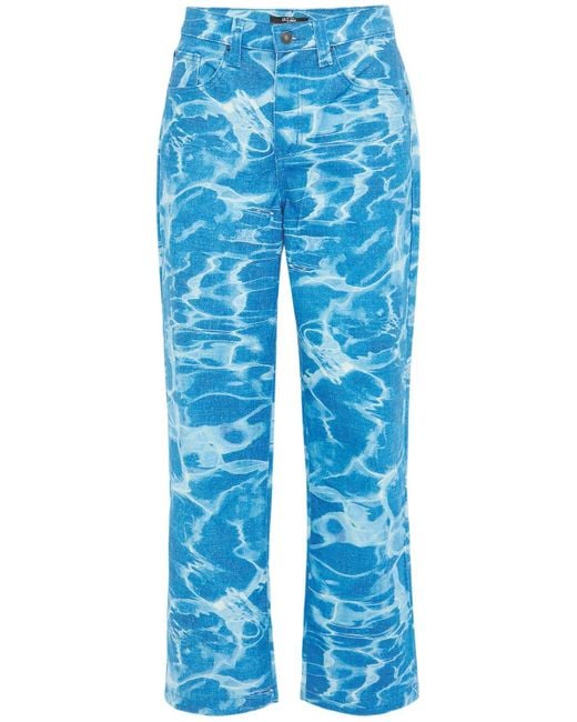 Jaded London Blue Swimming Pool Printed Skate Jeans for men