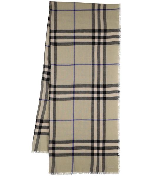Burberry Gray Lightweight Wool Giant Check Scarf for men