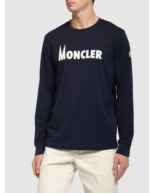Moncler Sweatshirt Aus Baumwolljersey Mit Logo in Blue für Herren