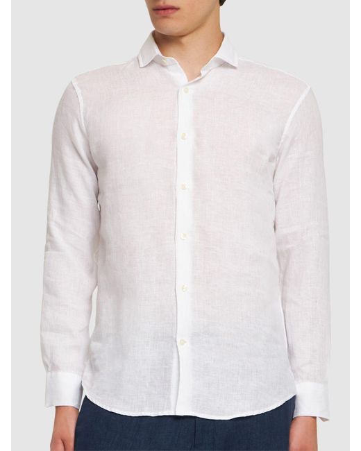 Camicia antonio in lino di Frescobol Carioca in White da Uomo