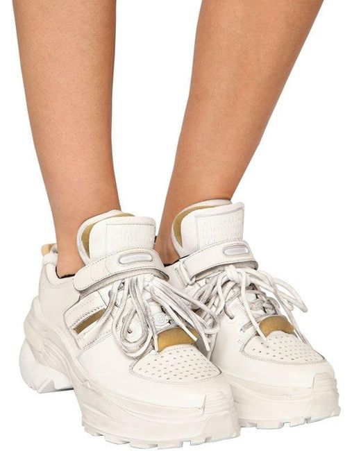Maison Margiela Retro Fit Leather Sneakers in White - Save 67% - Lyst