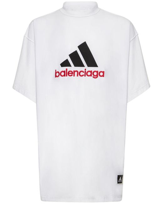 Balenciaga White X Adidas Oversized Logo T-shirt for men