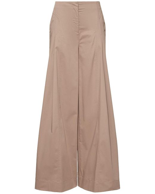 Alberta Ferretti ストレッチコットンハイライズ ワイドパンツ Brown