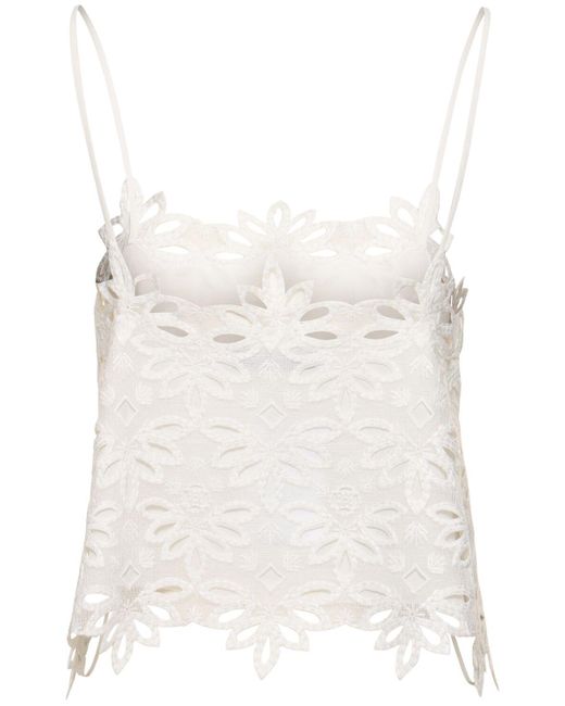 Ermanno Scervino White Embroidered Cotton Blend Sleeveless Top