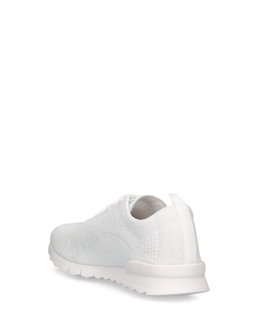 Kiton White Knitted Low Top Sneakers for men